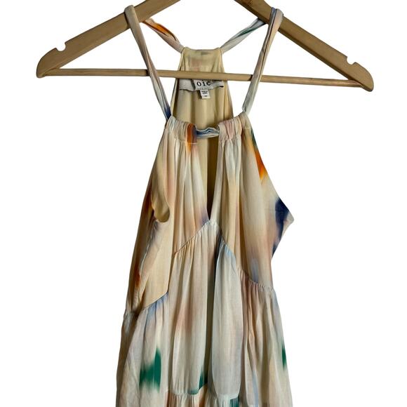 Joie Marcy Cream Tie Dye Printed Keyhole Sleeveless Halter Midi Dress Size XS - Picture 7 of 15